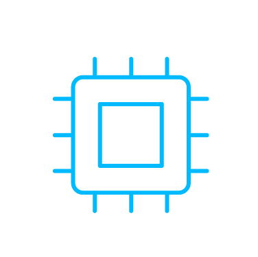 Icon von einem Microchip in der Farbe Türkis