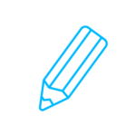 Hellblaues Icon von einem Stift